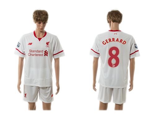 Liverpool #8 Gerrard White Soccer Club Jersey