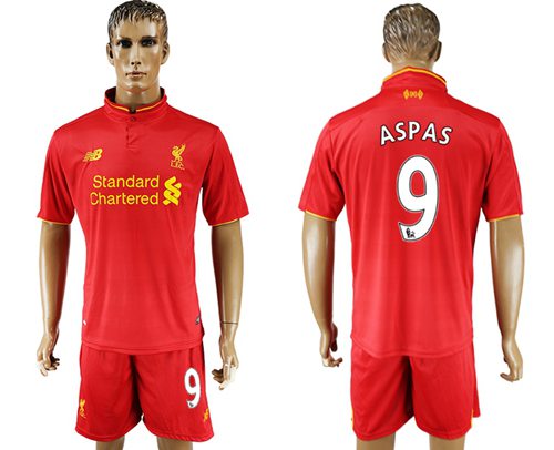 Liverpool #9 Aspas Red Home Soccer Club Jersey