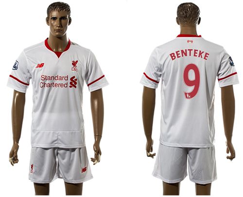 Liverpool #9 Benteke White Soccer Club Jersey