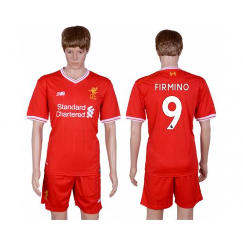 Liverpool #9 Firmino Red Home Soccer Club Jersey