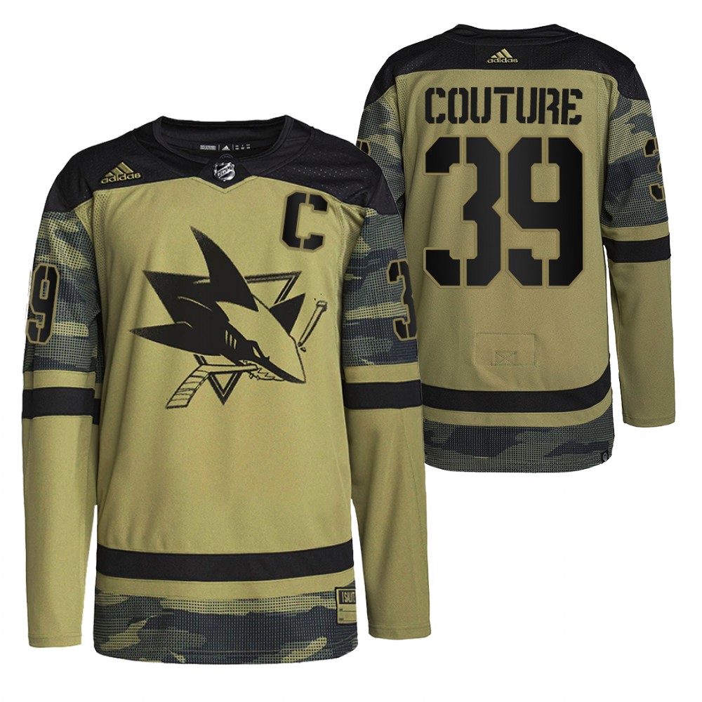 Logan Couture Sharks Military Appreciation Jersey Camo Authentic Practice
