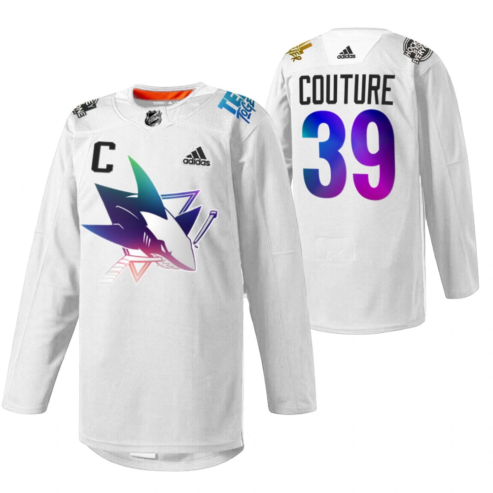 Logan Couture Sharks Pride Night 2022 Jersey White HockeyIsForEveryone