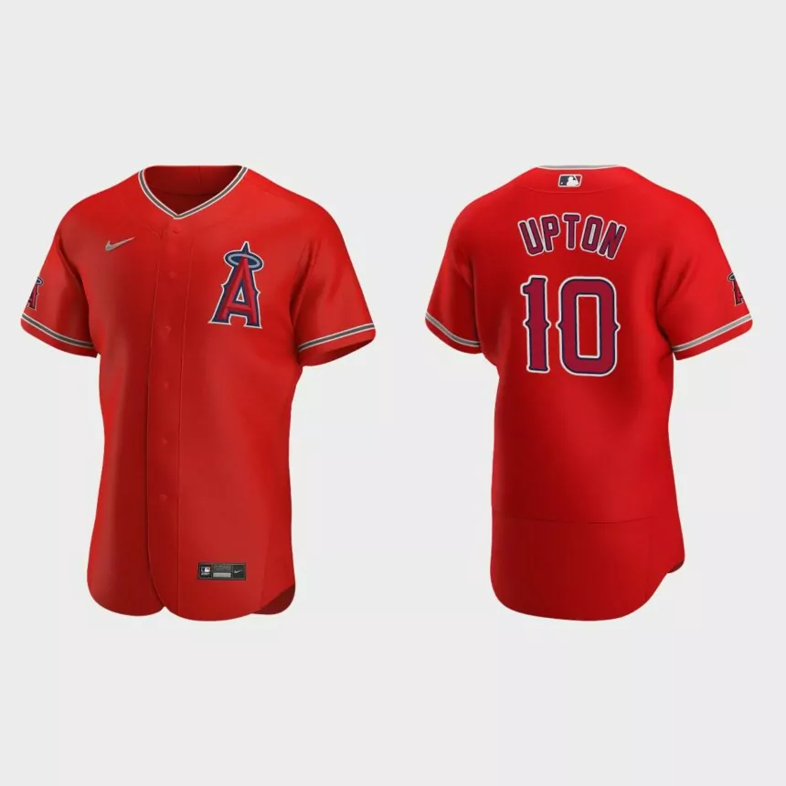 Los Angeles Angels #10 Justin Upton 2020 Alternate Authentic Team Logo Jersey – Red