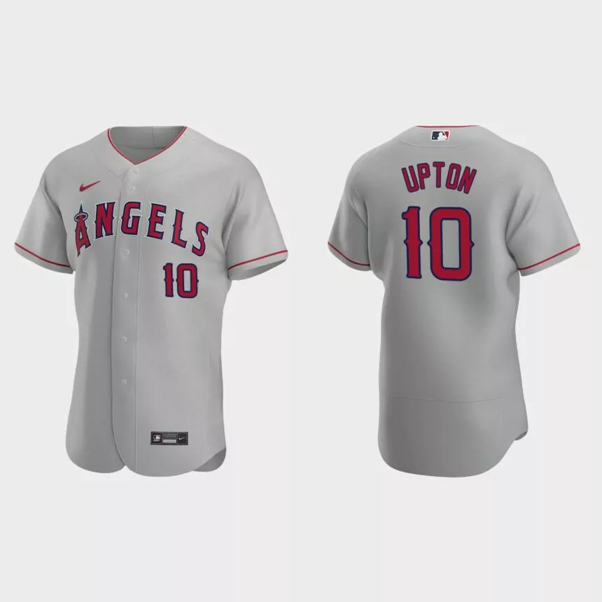 Los Angeles Angels #10 Justin Upton 2020 Road Authentic Jersey – Gray