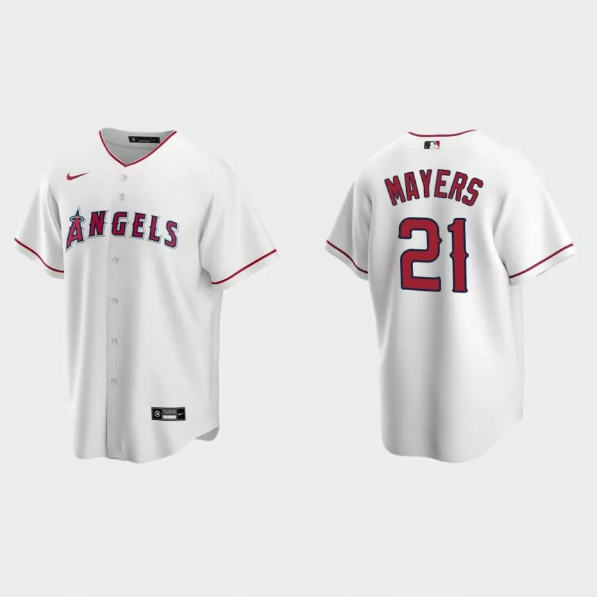 Los Angeles Angels #21 Mike Mayers Replica Home Jersey – White
