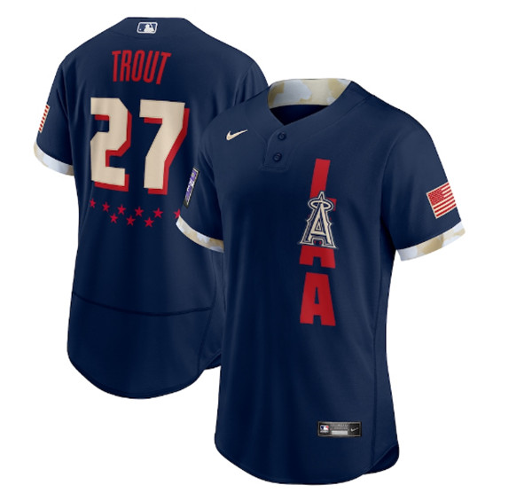 Los Angeles Angels #27 Mike Trout 2021 Navy All-Star Flex Base Stitched MLB Jersey