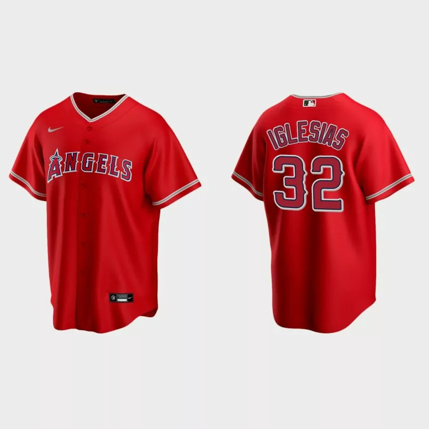 Los Angeles Angels #32 Raisel Iglesias Replica Alternate Jersey – Red
