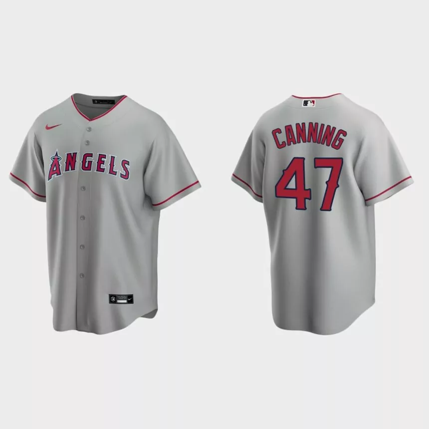Los Angeles Angels #47 Griffin Canning Replica Road Jersey – Gray