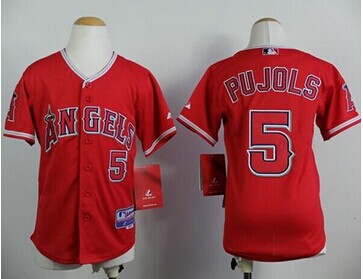 Los Angeles Angels #5 Albert Pujols Red Stitched Youth Baseball Jersey