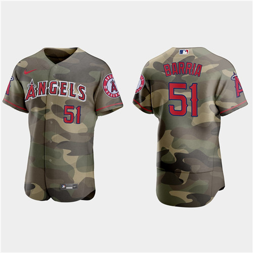 Los Angeles Angels #51 Jaime Barria Men's Nike 2021 Armed Forces Day Authentic MLB Jersey -Camo