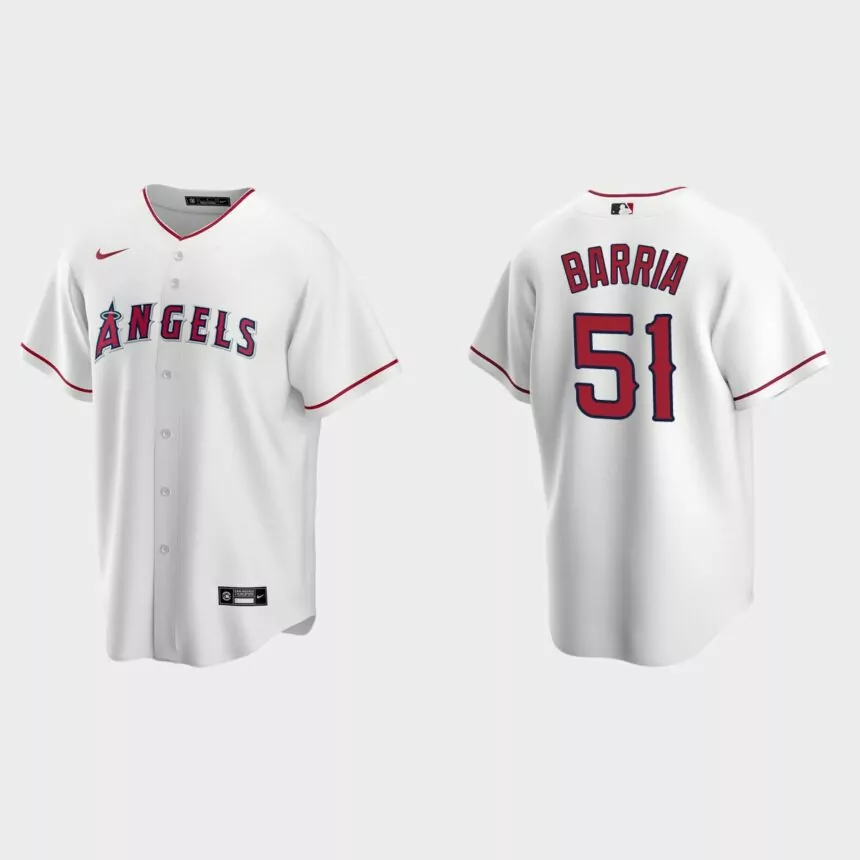 Los Angeles Angels #51 Jaime Barria Replica Home Jersey – White