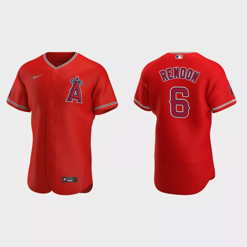 Los Angeles Angels #6 Anthony Rendon 2020 Alternate Authentic Team Logo Jersey – Red