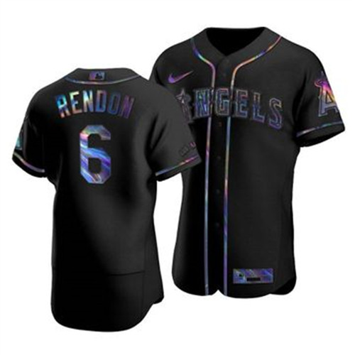 Los Angeles Angels #6 Anthony Rendon Men's Nike Iridescent Holographic Collection MLB Jersey - Black