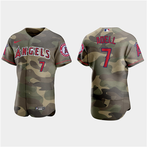 Los Angeles Angels #7 Jo Adell Men's Nike 2021 Armed Forces Day Authentic MLB Jersey -Camo