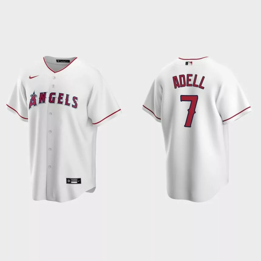 Los Angeles Angels #7 Jo Adell Replica Home Jersey – White