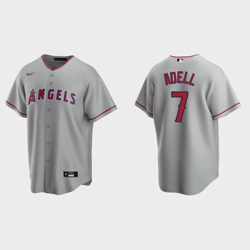 Los Angeles Angels #7 Jo Adell Replica Road Jersey – Gray