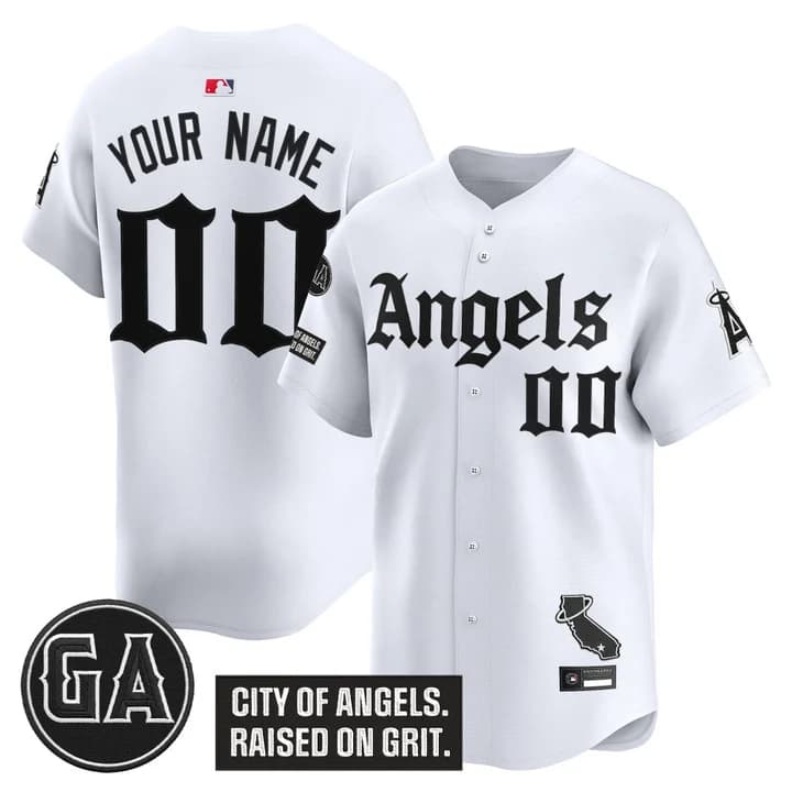 Los Angeles Angels 'Garret Anderson Tribute Patch' Vapor Premier Limited Custom Jersey - Gothic Edition - A ll Stitched