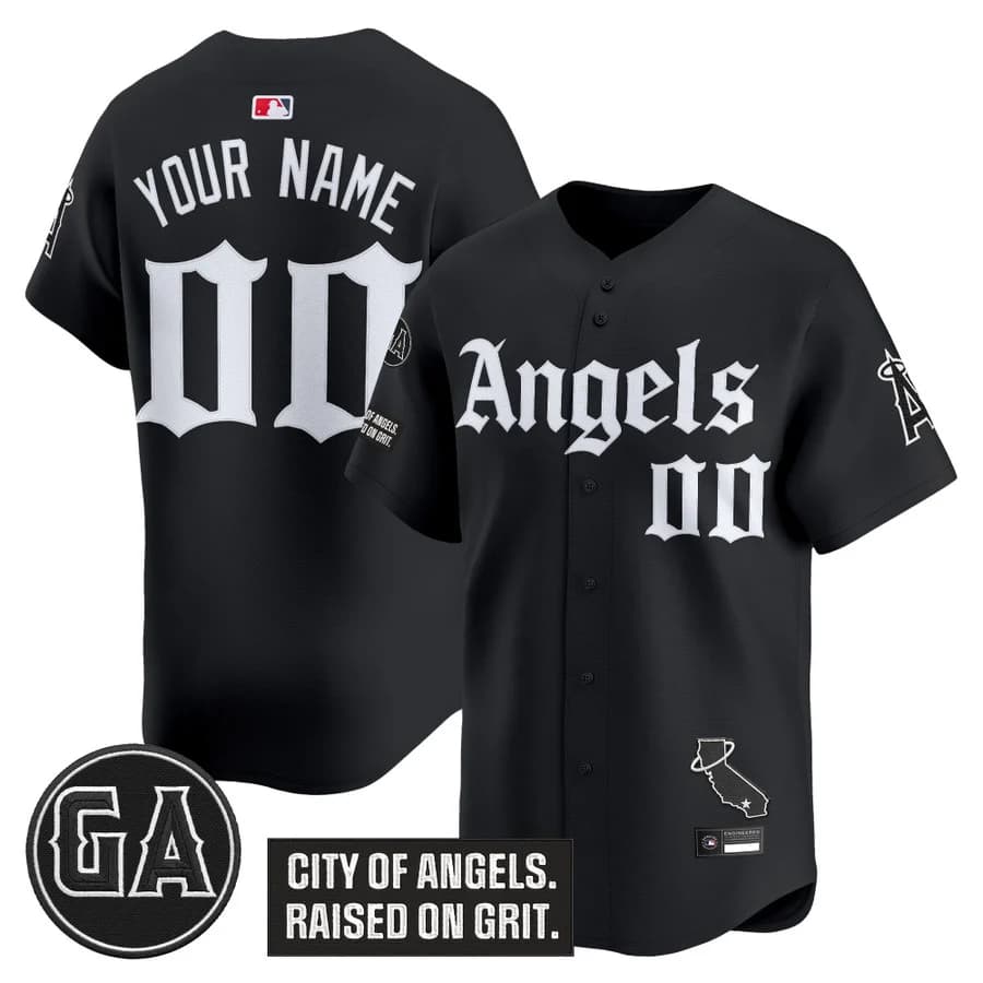 Los Angeles Angels 'Garret Anderson Tribute Patch' Vapor Premier Limited Custom Jersey - Gothic Edition - All Stitched