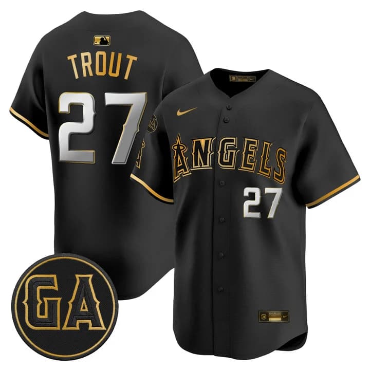 Los Angeles Angels 'Garret Anderson Tribute Patch' Vapor Premier Limited Jersey - All Stitched Mike Trout     27