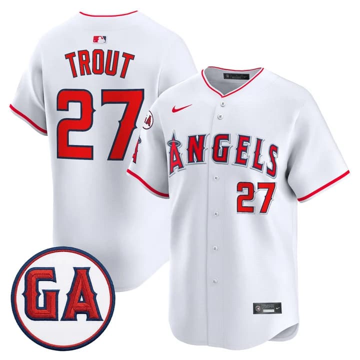 Los Angeles Angels 'Garret Anderson Tribute Patch' Vapor Premier Limited Jersey - All Stitched Mike Trout 27