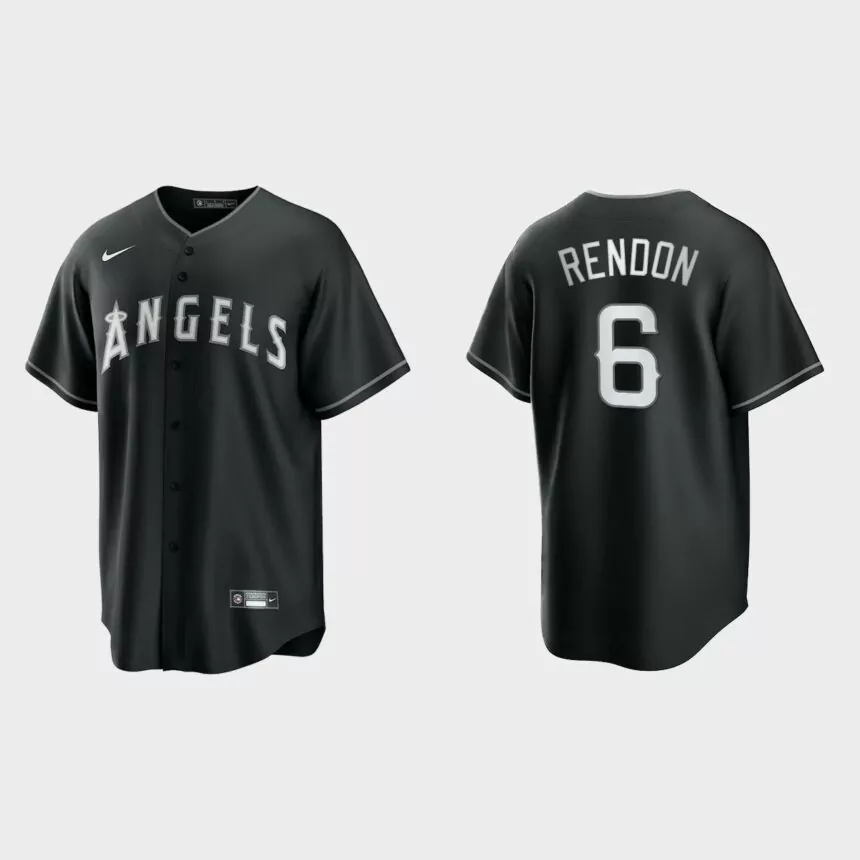 Los Angeles Angels Anthony Rendon 2021 All Black Fashion Replica Jersey – Black White