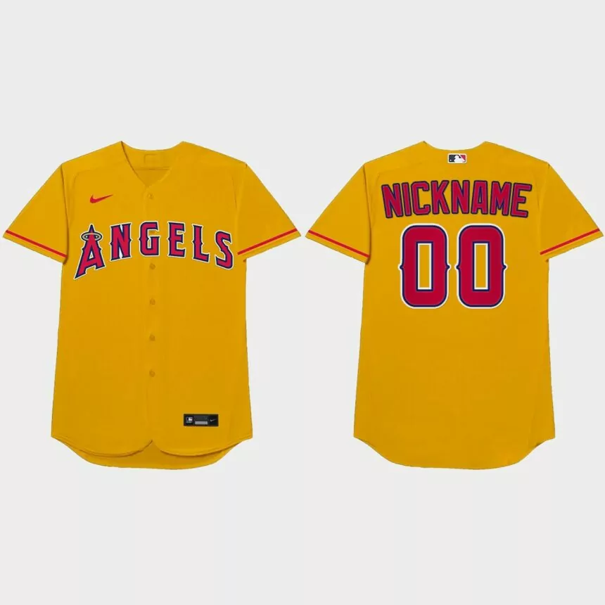 Los Angeles Angels Custom 2021 Players’ Weekend Nickname Jersey – Gold