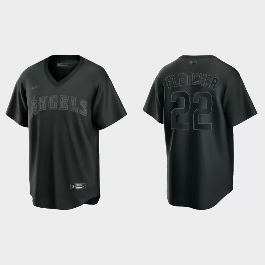 Los Angeles Angels David Fletcher Pitch Black Fashion Replica Jersey – Black