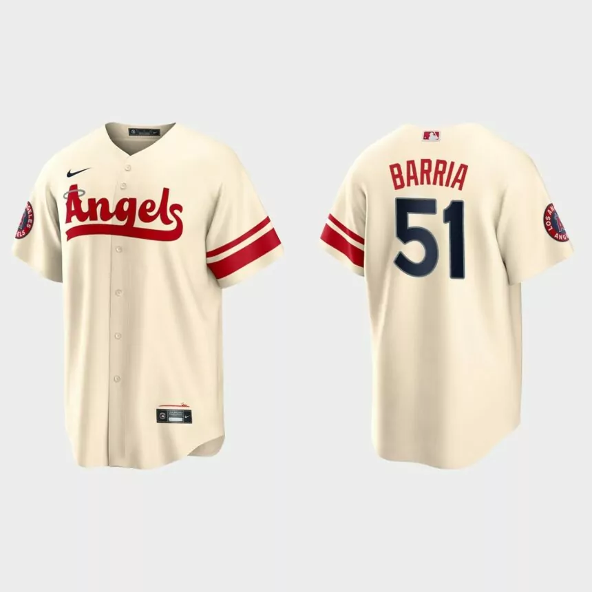 Los Angeles Angels Jaime Barria 2022 City Connect Replica Jersey – Cream