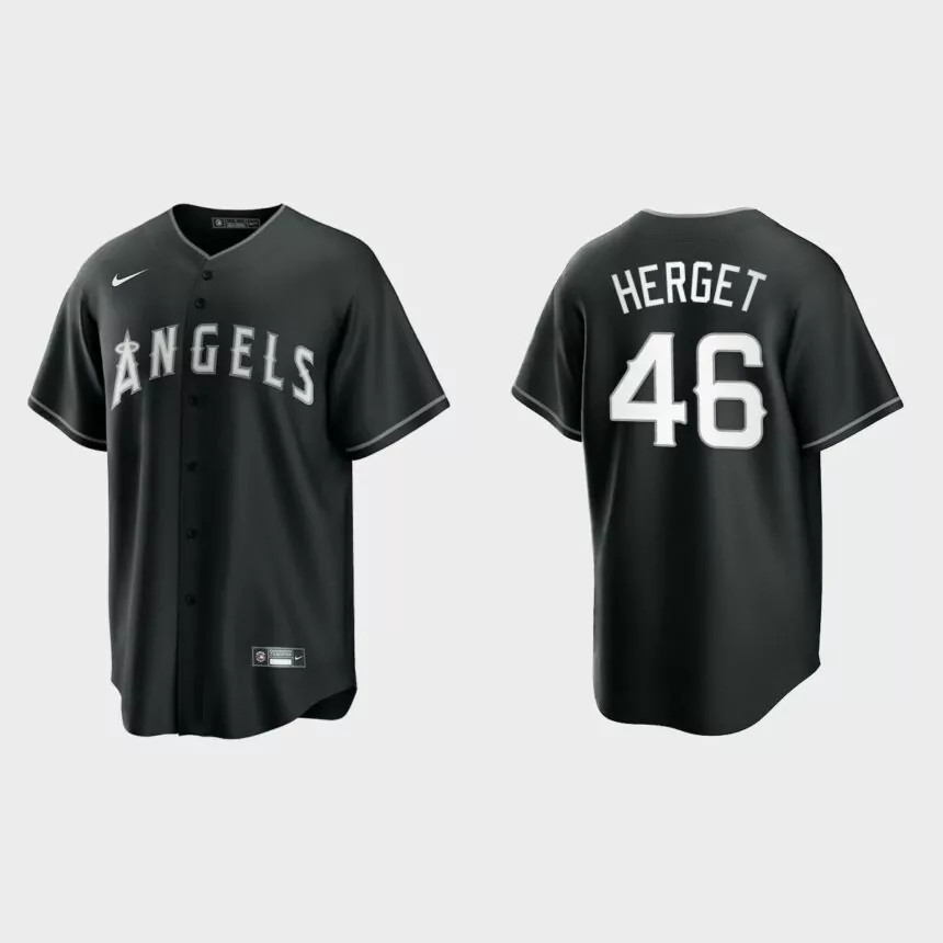 Los Angeles Angels Jimmy Herget Replica Official Jersey – Black White