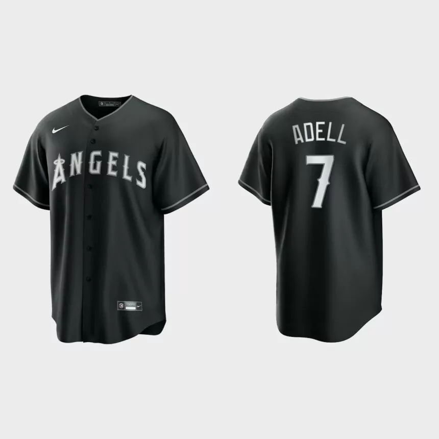 Los Angeles Angels Jo Adell 2021 All Black Fashion Replica Jersey – Black White