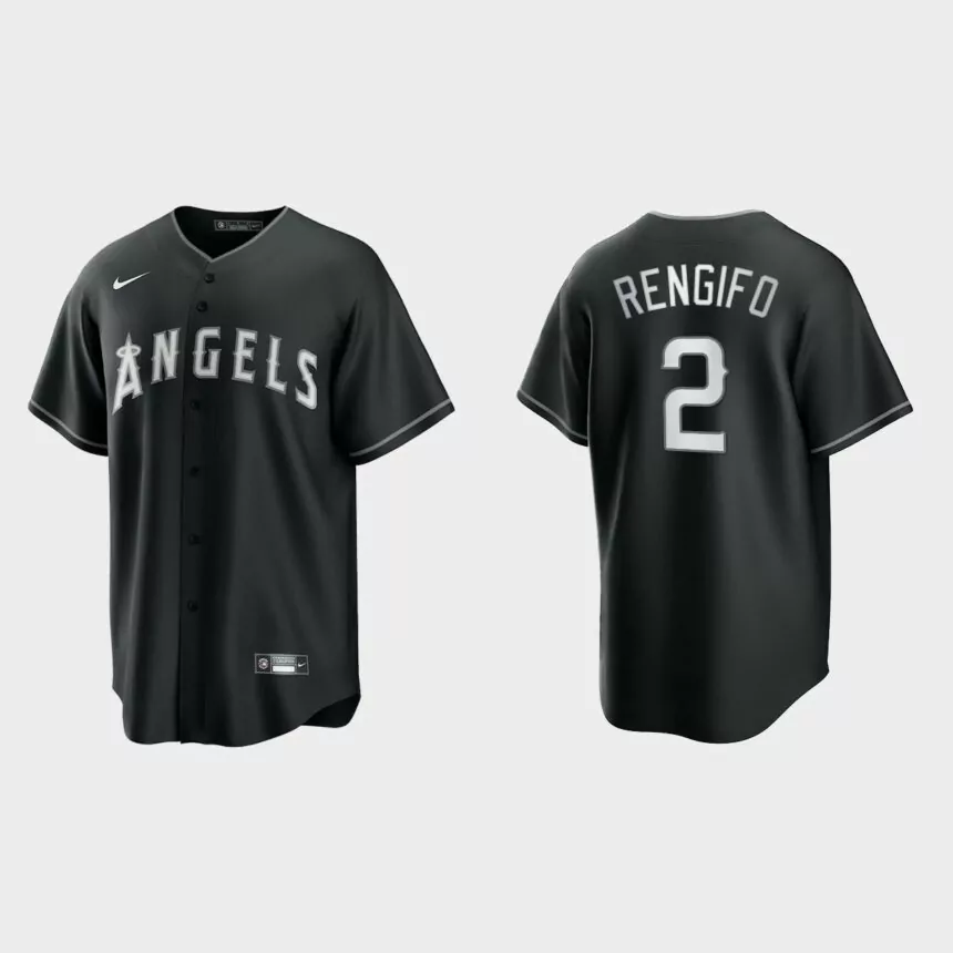 Los Angeles Angels Luis Rengifo 2021 All Black Fashion Replica Jersey – Black White