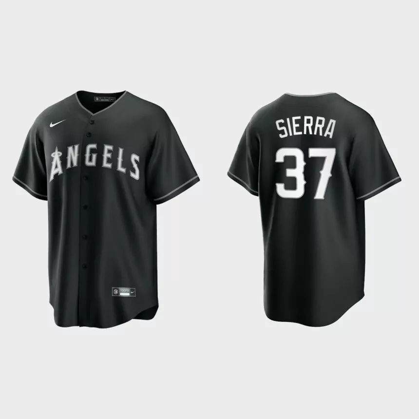 Los Angeles Angels Magneuris Sierra Replica Official Jersey – Black White