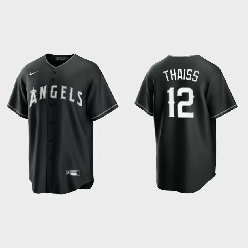 Los Angeles Angels Matt Thaiss Replica Official Jersey – Black White