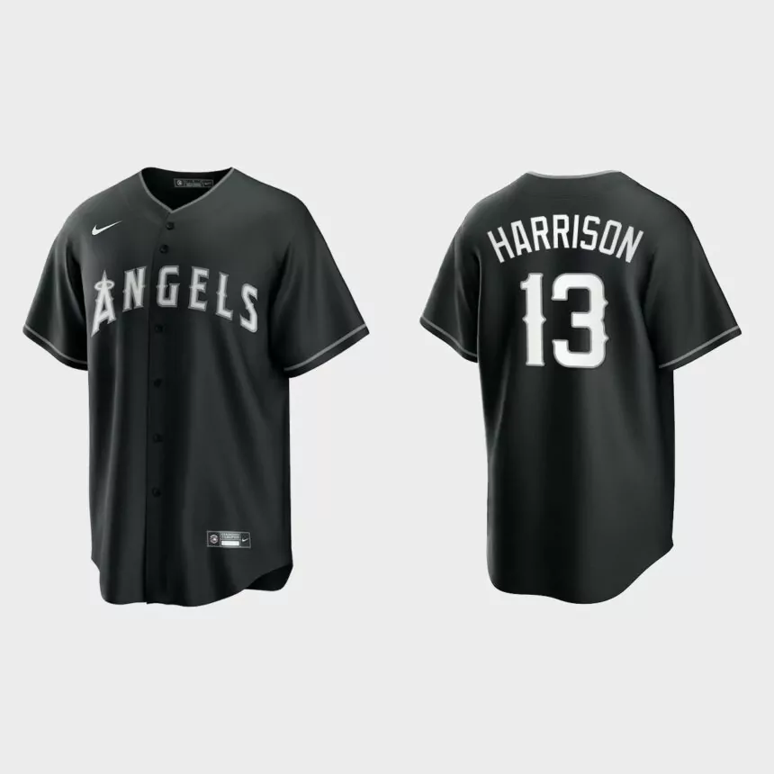 Los Angeles Angels Monte Harrison Replica Official Jersey – Black White