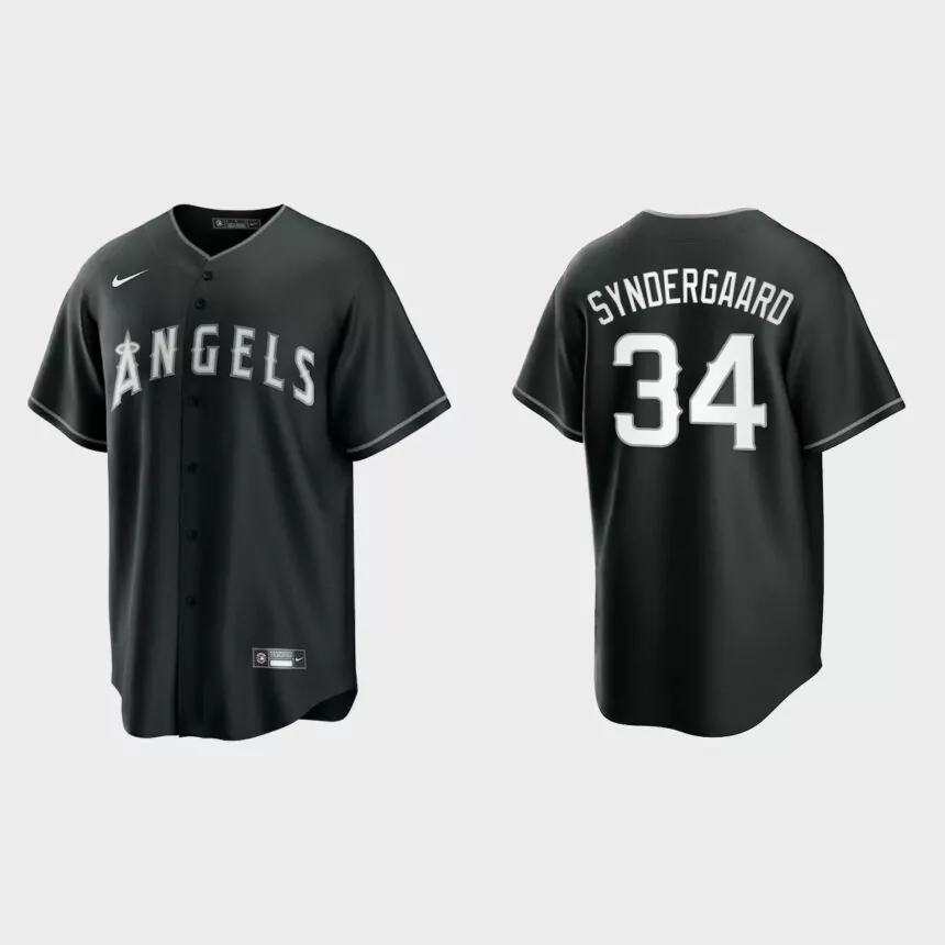 Los Angeles Angels Noah Syndergaard Replica Official Jersey – Black White