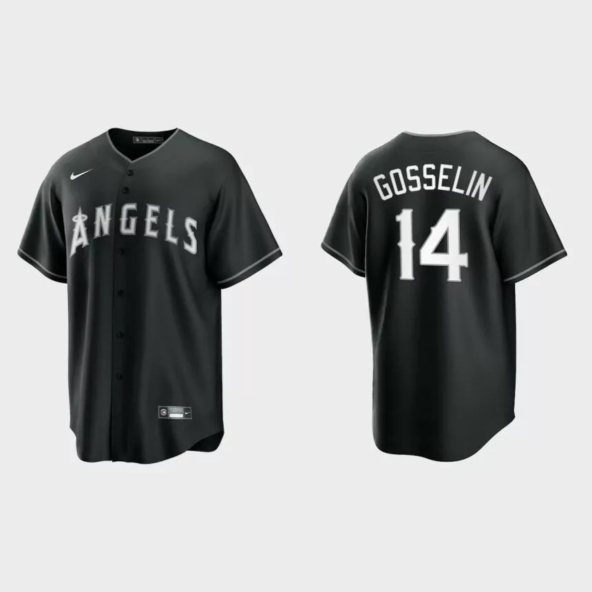Los Angeles Angels Phil Gosselin Replica Official Jersey – Black White