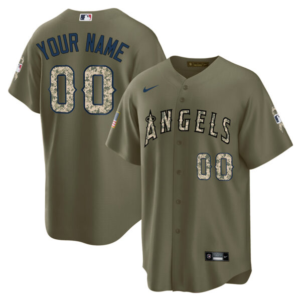 Los Angeles Angels Salute To Service Baseball Custom Jersey – All Stitched