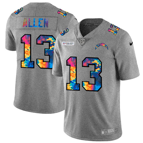Los Angeles Chargers #13 Keenan Allen Men's Nike Multi-Color 2020 NFL Crucial Catch NFL Jersey Greyheather