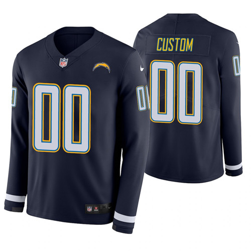 Los Angeles Chargers Custom Navy Therma Long Sleeve Jersey