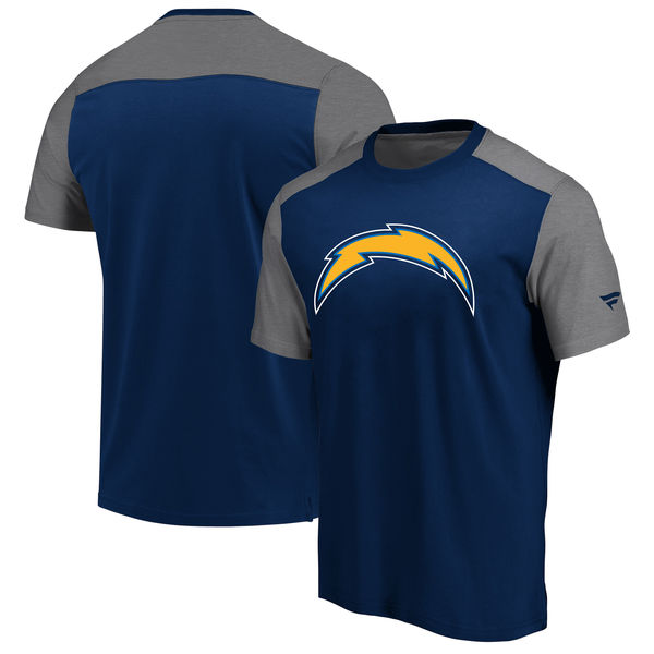 Los Angeles Chargers NFL Pro Line By Fanatics Branded Iconic Color Block T-Shirt NavyHeathered Gray