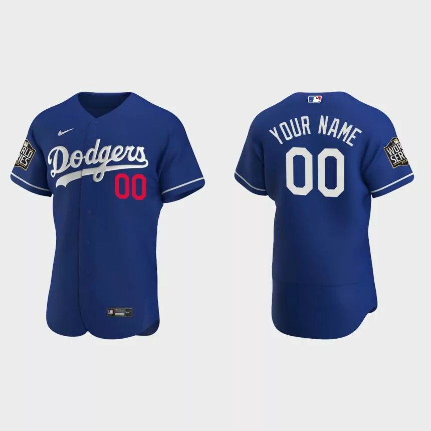 Los Angeles Dodgers #00 Custom 2020 World Series Authentic Alternate Jersey – Royal