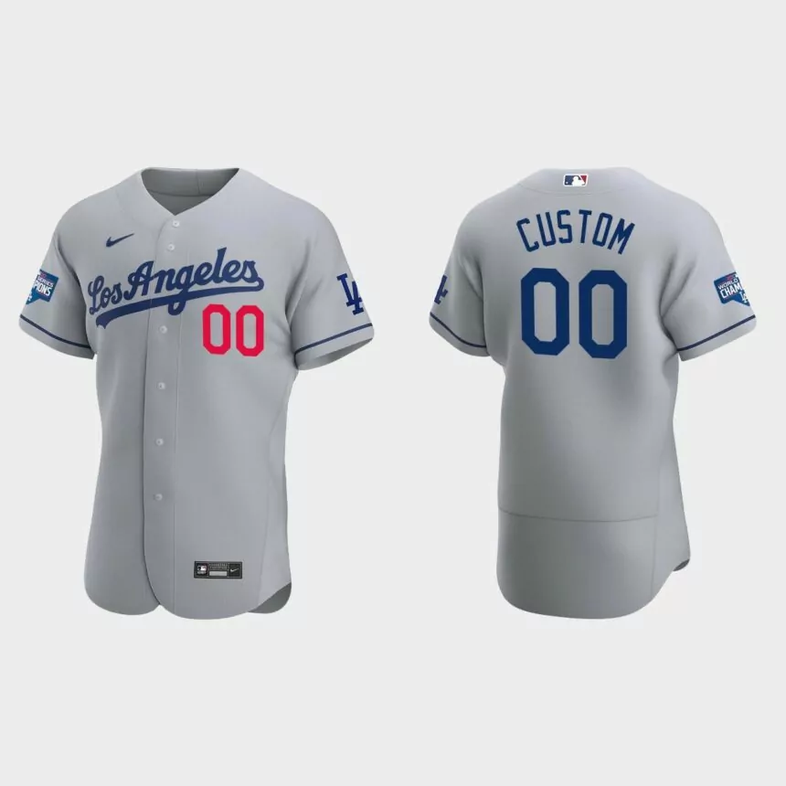 Los Angeles Dodgers #00 Custom 2020 World Series Champions Road Authentic Team Jersey – White