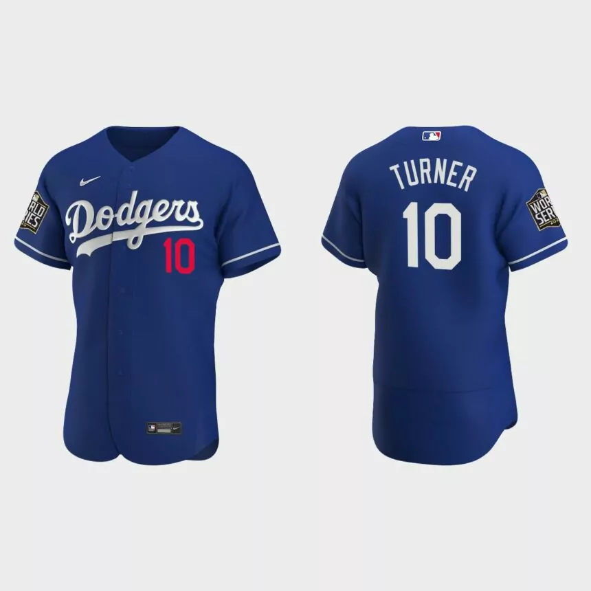 Los Angeles Dodgers #10 Justin Turner 2020 World Series Authentic Alternate Jersey – Royal