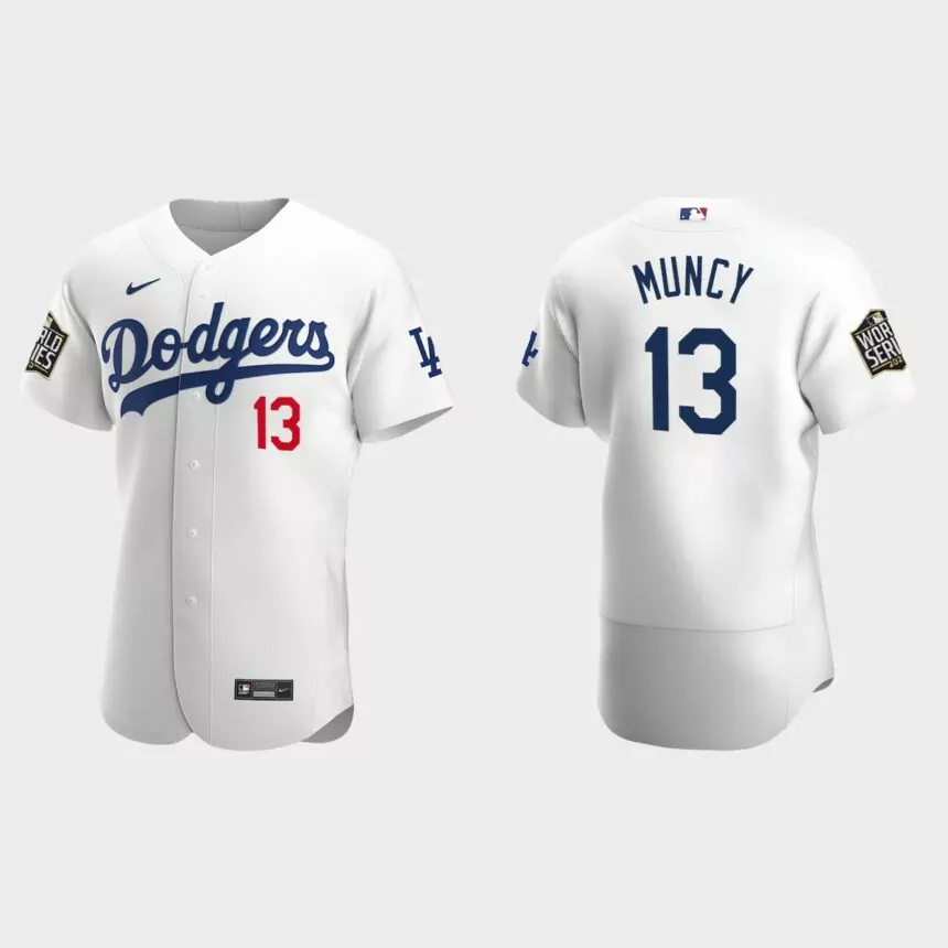 Los Angeles Dodgers #13 Max Muncy 2020 World Series Authentic Home Jersey – White