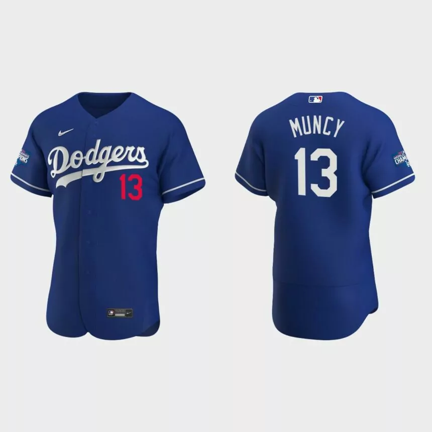 Los Angeles Dodgers #13 Max Muncy 2020 World Series Champions Alternate Authentic Team Jersey – Royal