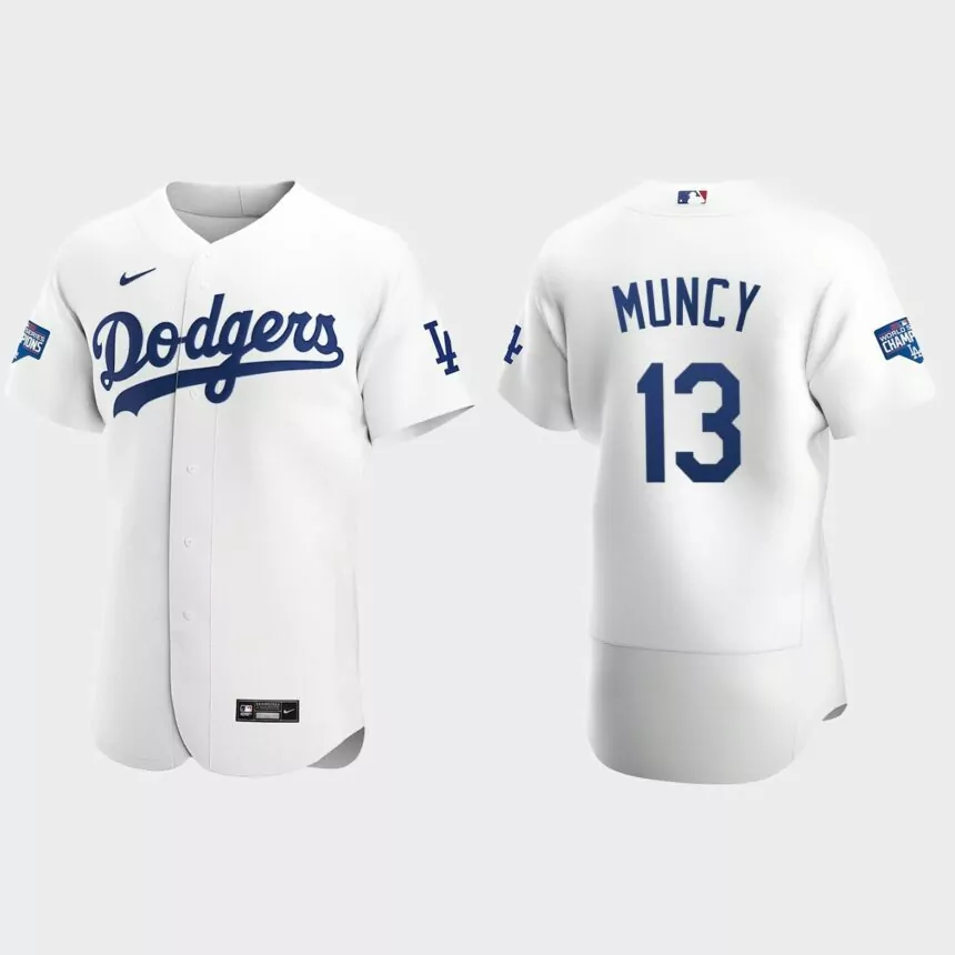 Los Angeles Dodgers #13 Max Muncy 2020 World Series Champions Home Authentic Team Jersey – White