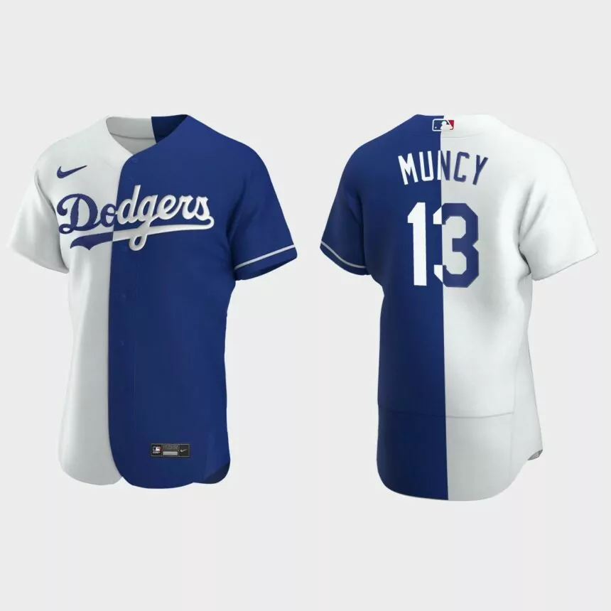 Los Angeles Dodgers #13 Max Muncy Color Split Authentic Nike Jersey – Royal