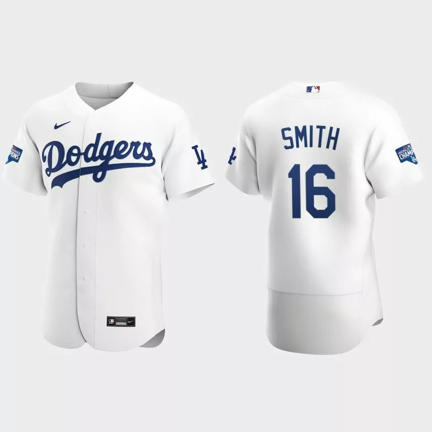 Los Angeles Dodgers #16 Will Smith 2020 World Series Champions Home Authentic Team Jersey – White