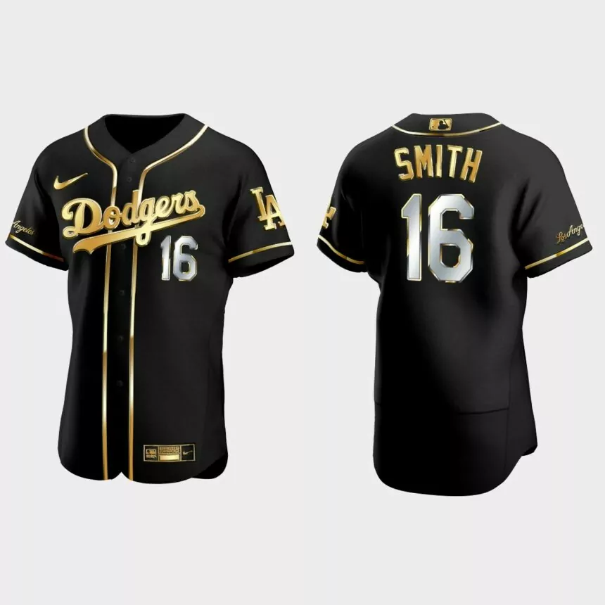 Los Angeles Dodgers #16 Will Smith Golden Edition Authentic Jersey – Black