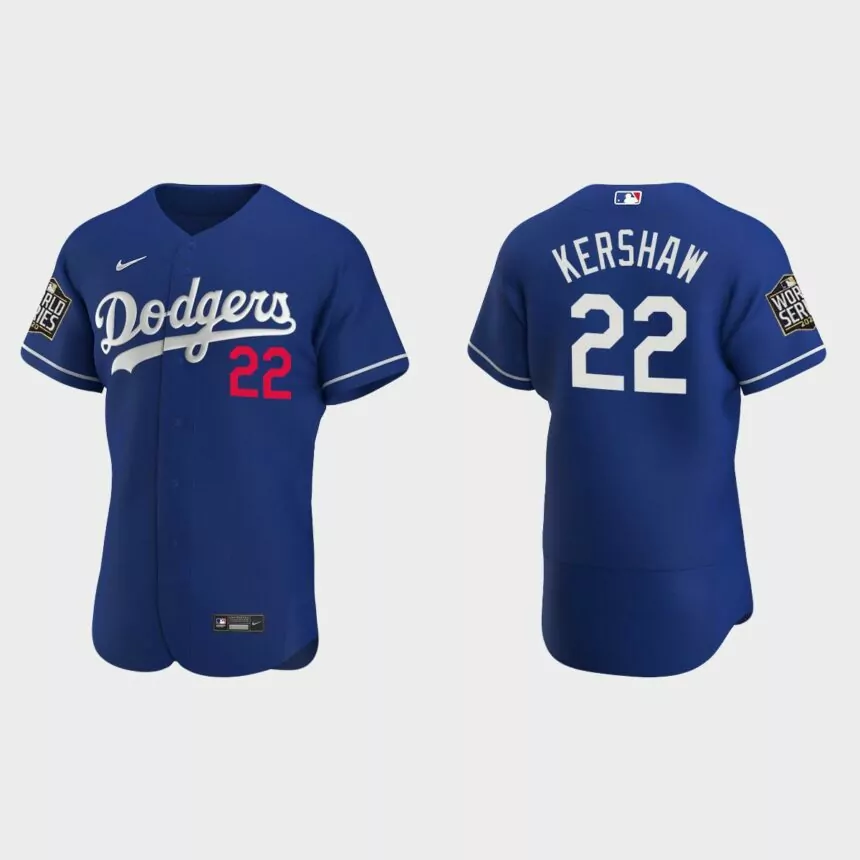 Los Angeles Dodgers #22 Clayton Kershaw 2020 World Series Authentic Alternate Jersey – Royal